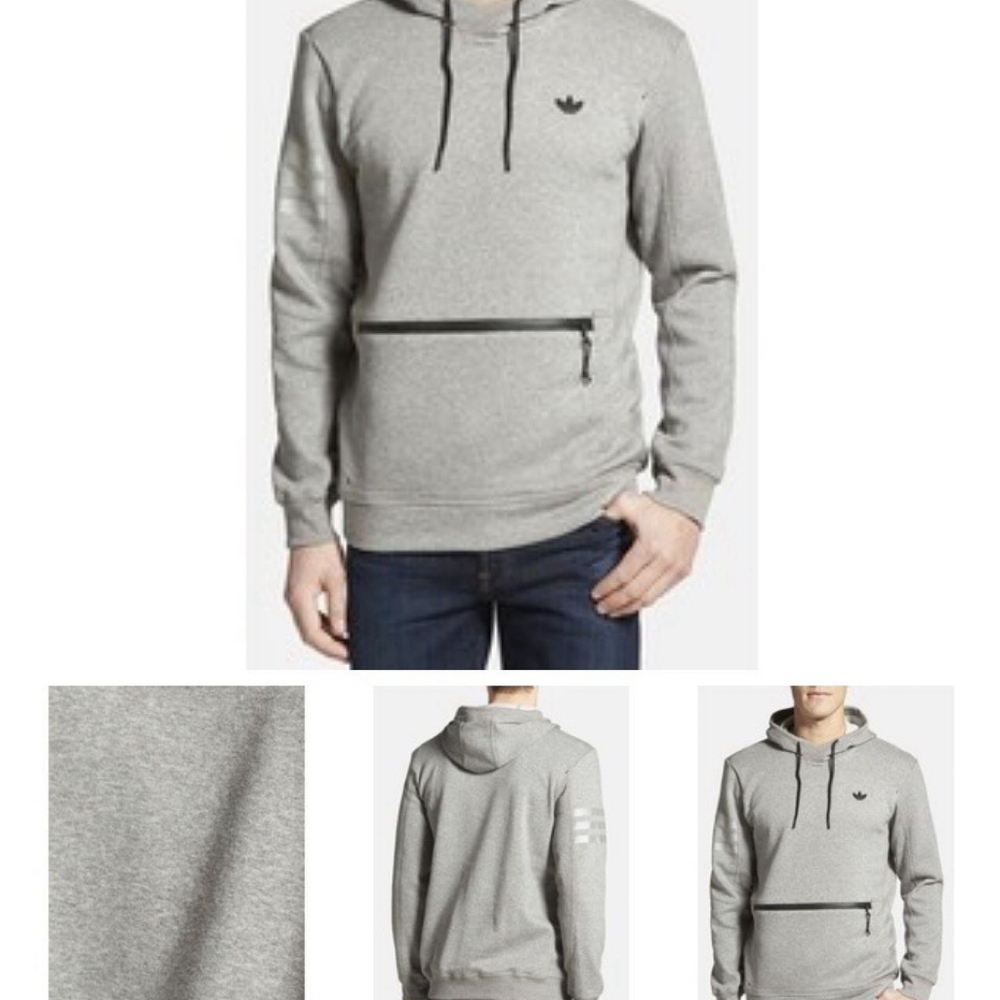 Adidas Hoodie Gray Fleece Old School Loose Fit -small